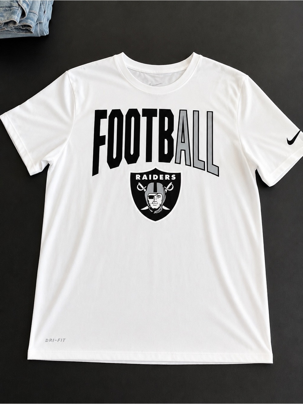 Nike White Dri-Fit Raiders Football Logo Short-Sleeve Tee